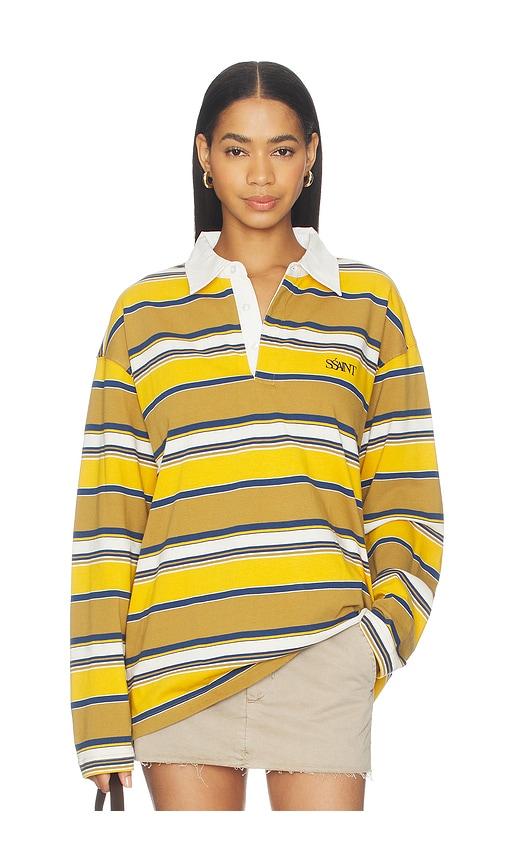 ssaint cruz rugby polo shirt in mustard,blue. - size l/xl (also in s/m)