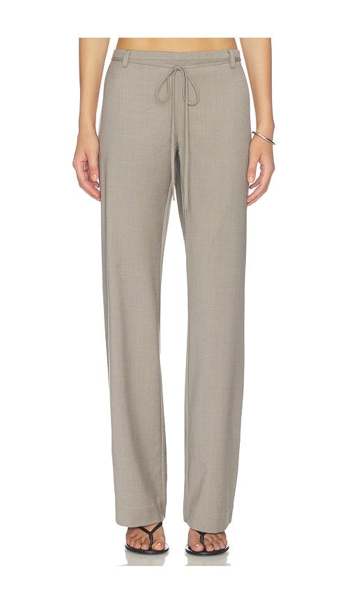st. agni 90's wool rouleau minimal pant in taupe. - size l (also in s, m, xl)