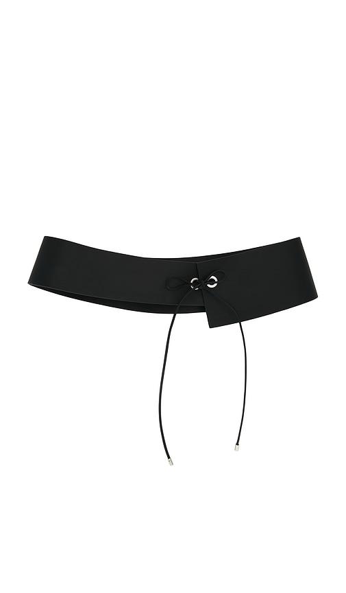 st. agni asymmetric belt in black. - size m/l (also in xs/s)
