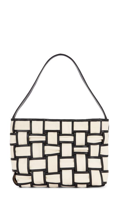 st. agni border woven mini tote in beige.