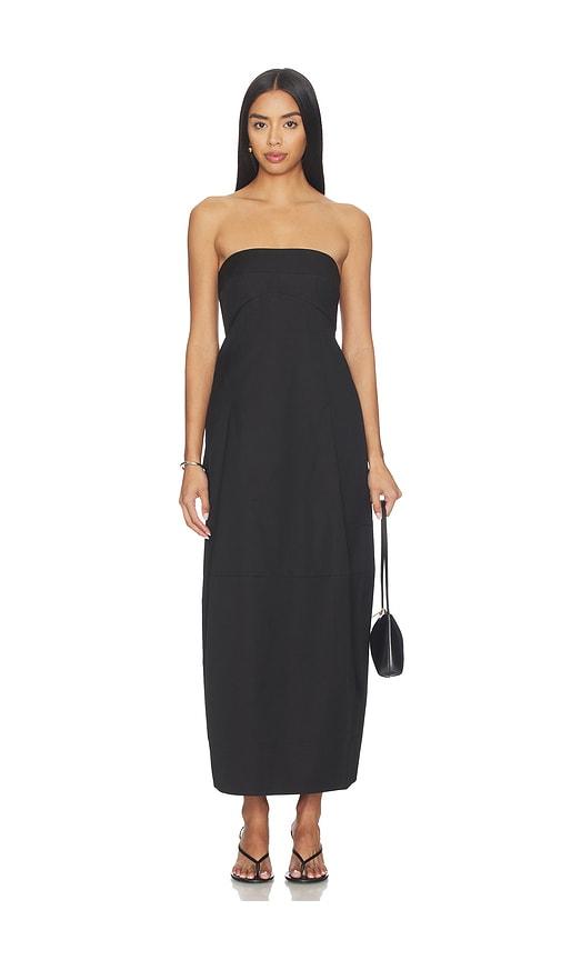 st. agni canvas pleat cocoon dress in black. - size s (also in xs)