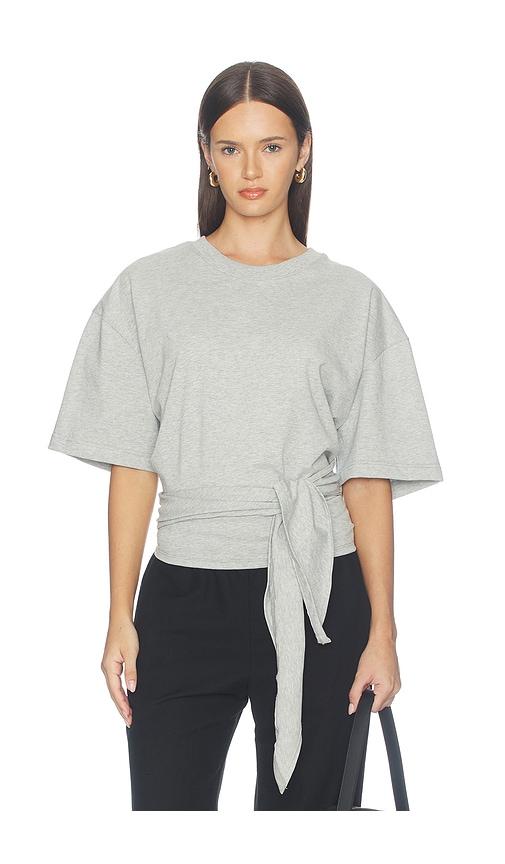 st. agni cotton jersey split back tee in grey. - size m/l (also in xs/s)