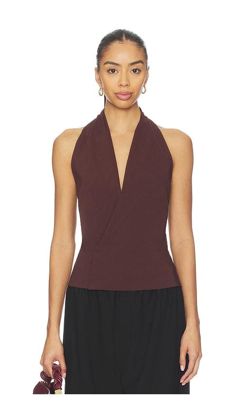 st. agni halter wrap top in brown. - size l (also in m)