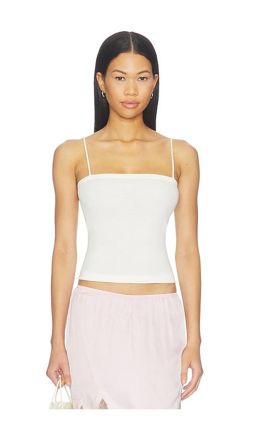 st. agni organic cotton square neck cami in white. - size l (also in xs, s, m, xl)