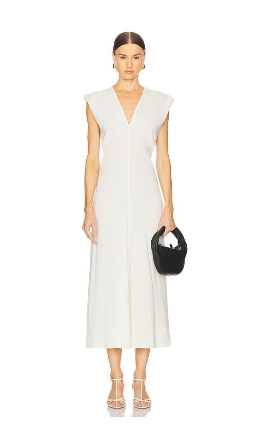 st. agni plunge drape dress in white. - size m (also in s)