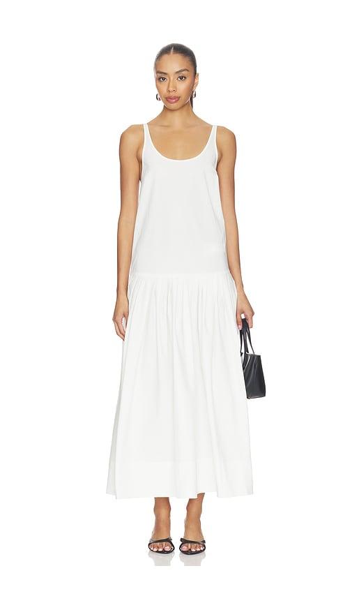 st. agni relaxed pleat dress in white. - size l (also in s)