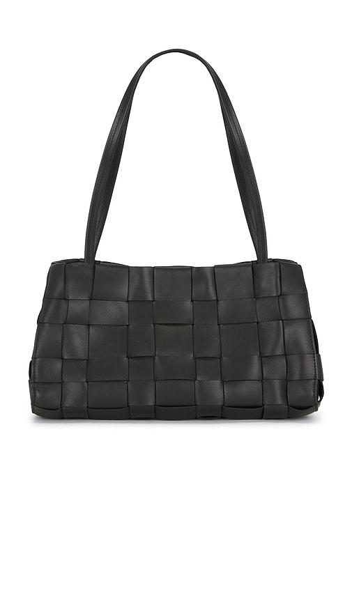 st. agni slim woven tote in black.