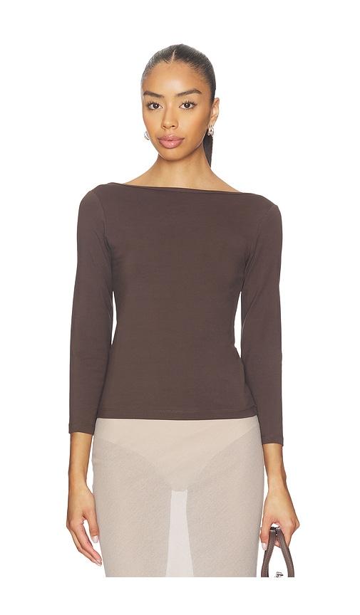 st. agni soft jersey ballerina top in brown. - size l (also in m, xl)