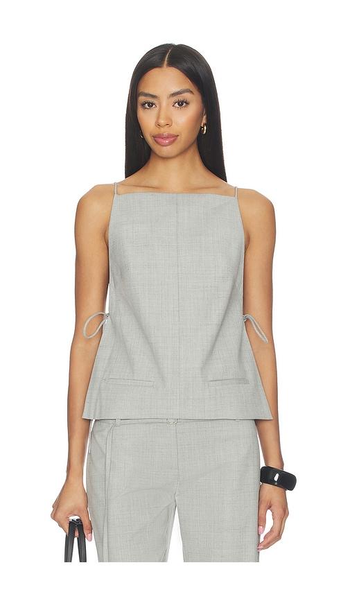 st. agni square side tie top in grey. - size l (also in s, m)