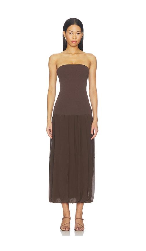 st. agni strapless balloon hem dress in brown. - size l (also in m, s, xs, xxs)