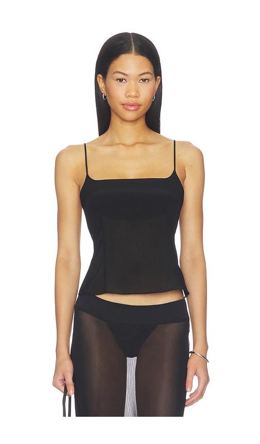 st. agni stretch silk cami in black. - size l (also in xs, s, m)