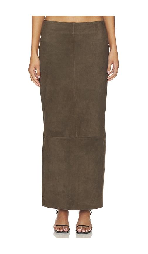 st. agni suede column skirt in brown. - size l (also in xs, s, m)