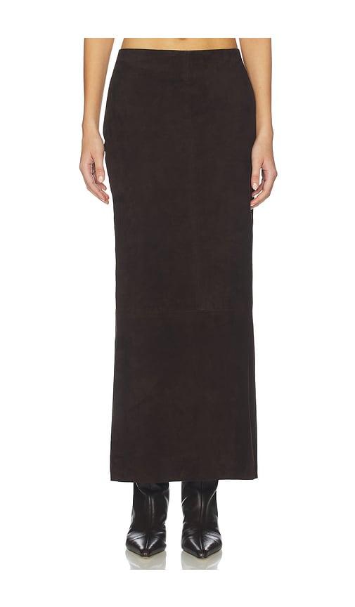 st. agni suede column skirt in chocolate. - size m (also in s)