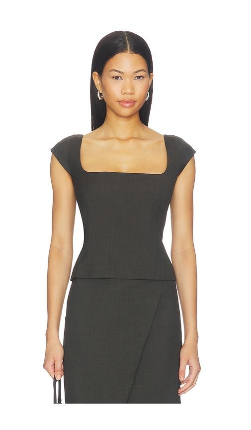 st. agni wool cap sleeve top in brown. - size l (also in xs, s)