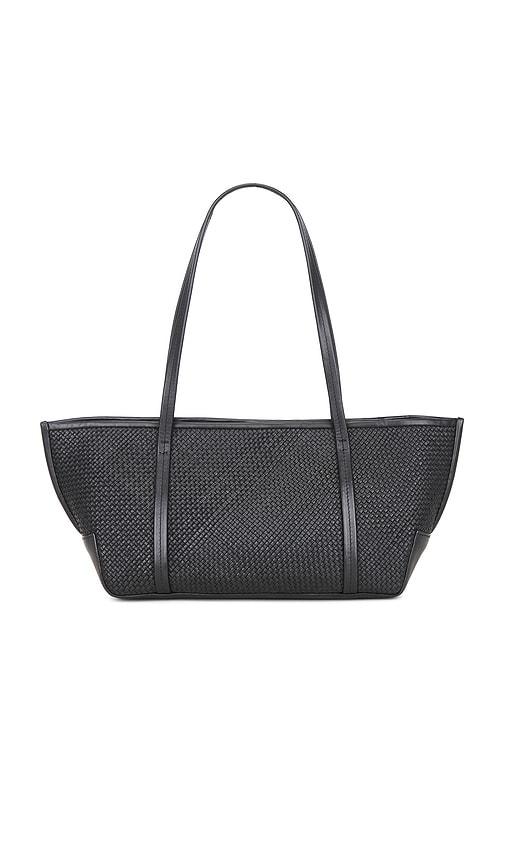 st. agni woven slim bateau tote in black.