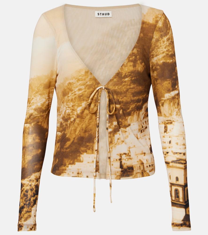 staud avani printed mesh top