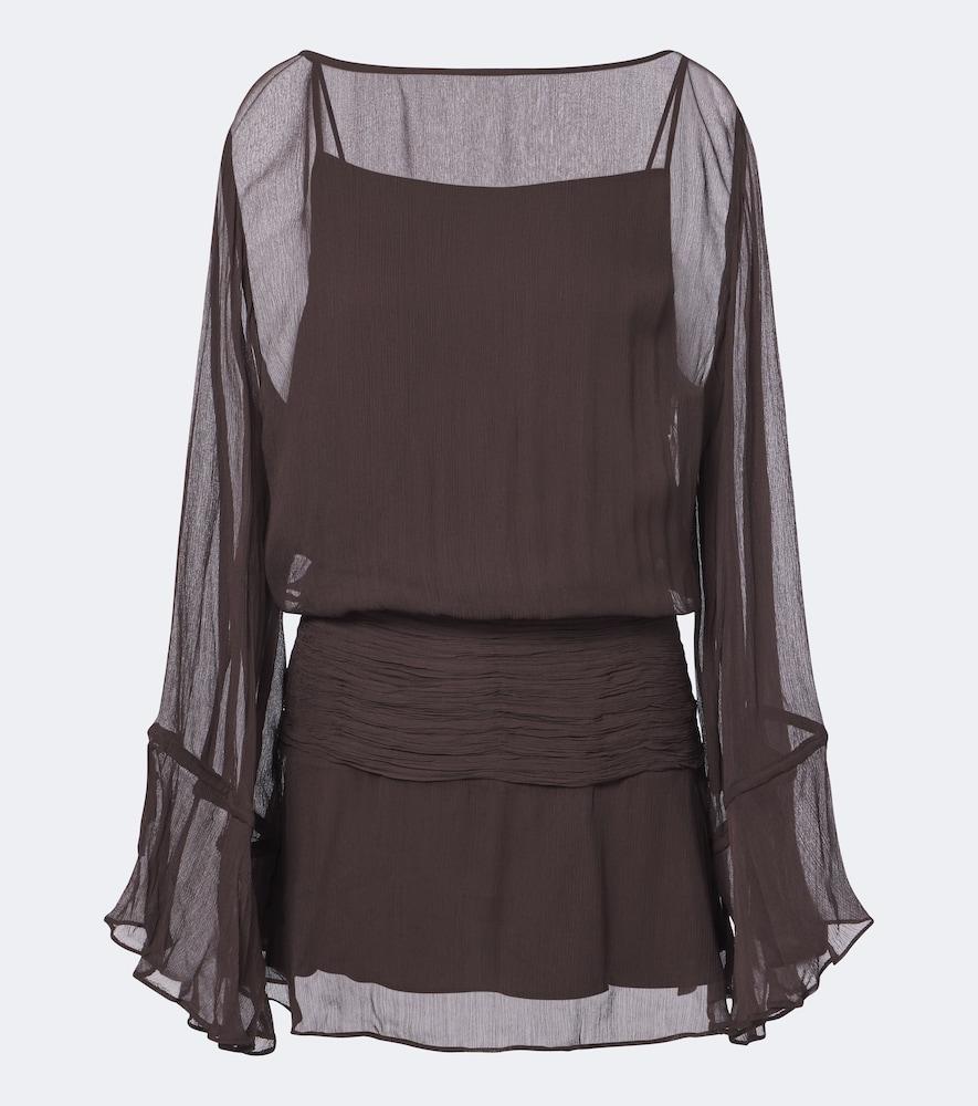 staud beatrix ruched chiffon minidress