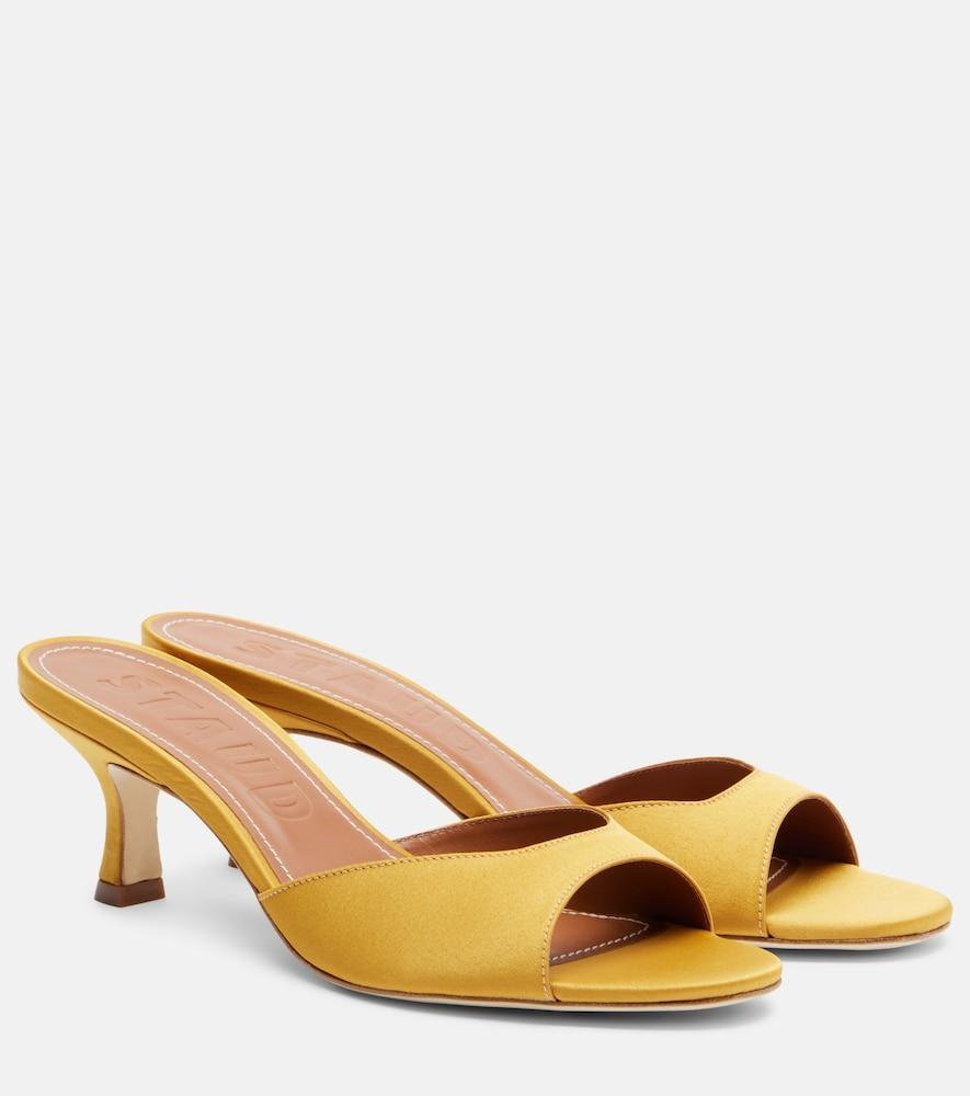 staud brigitte leather-trimmed mules