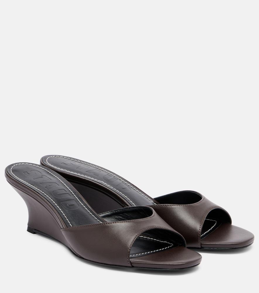 staud brigitte leather wedge mules