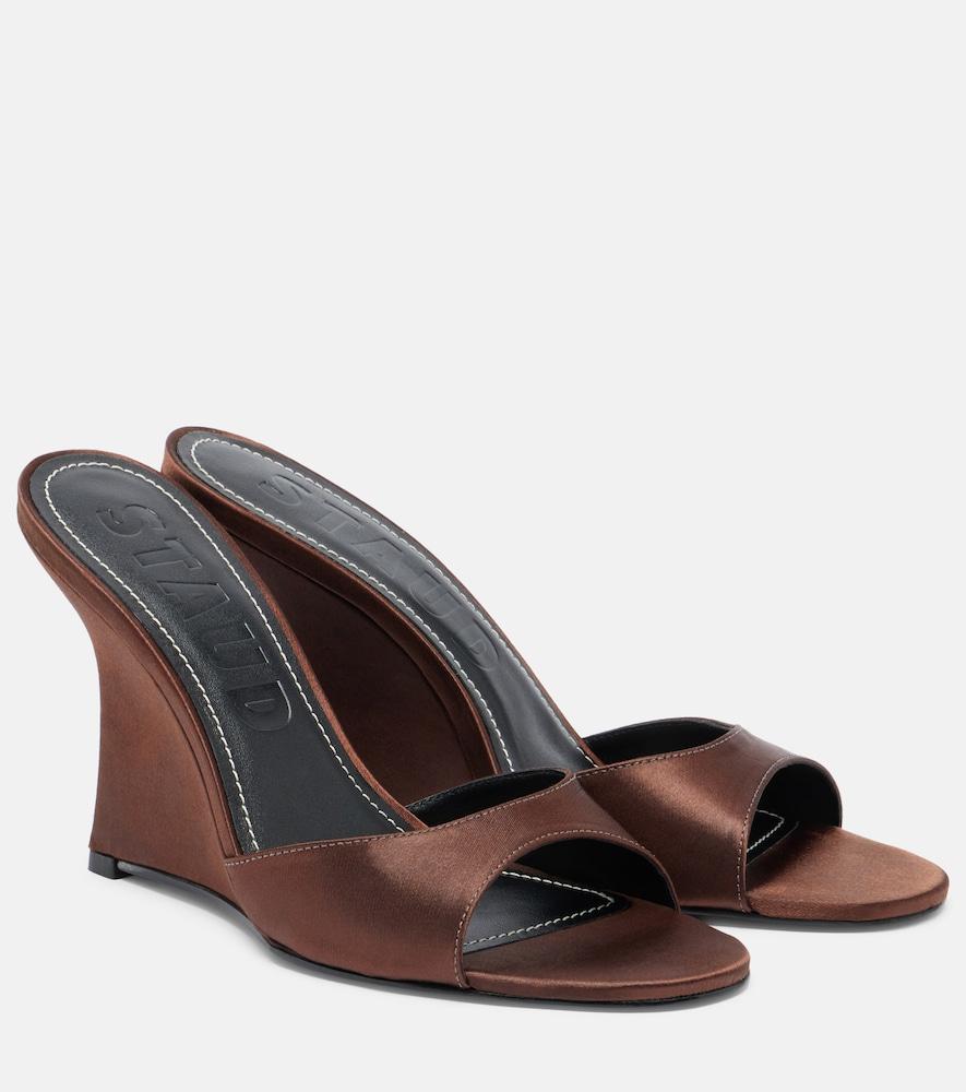 staud brigitte satin wedge mules