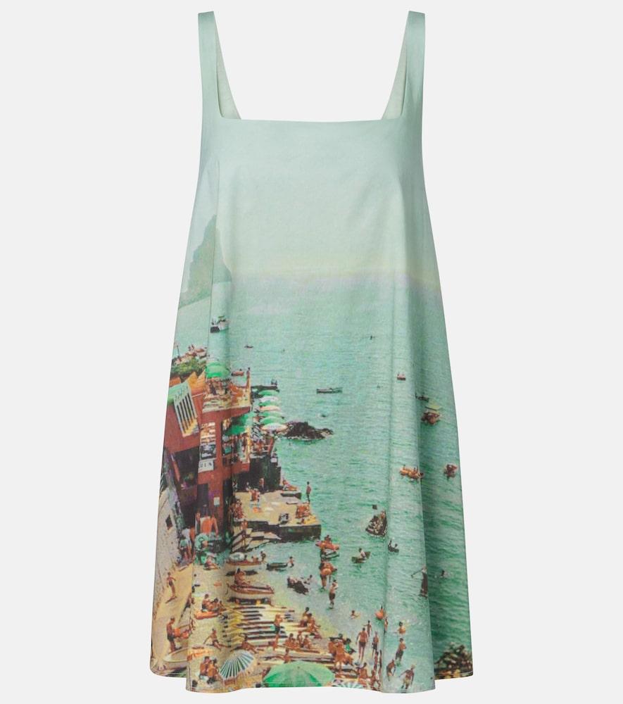 staud brio printed cotton minidress