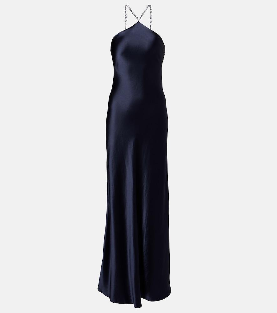 staud cadence halterneck satin slip dress