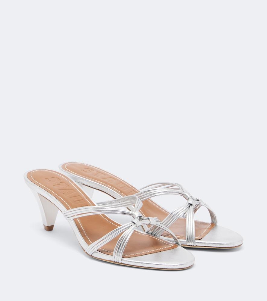 staud carrie metallic leather mules