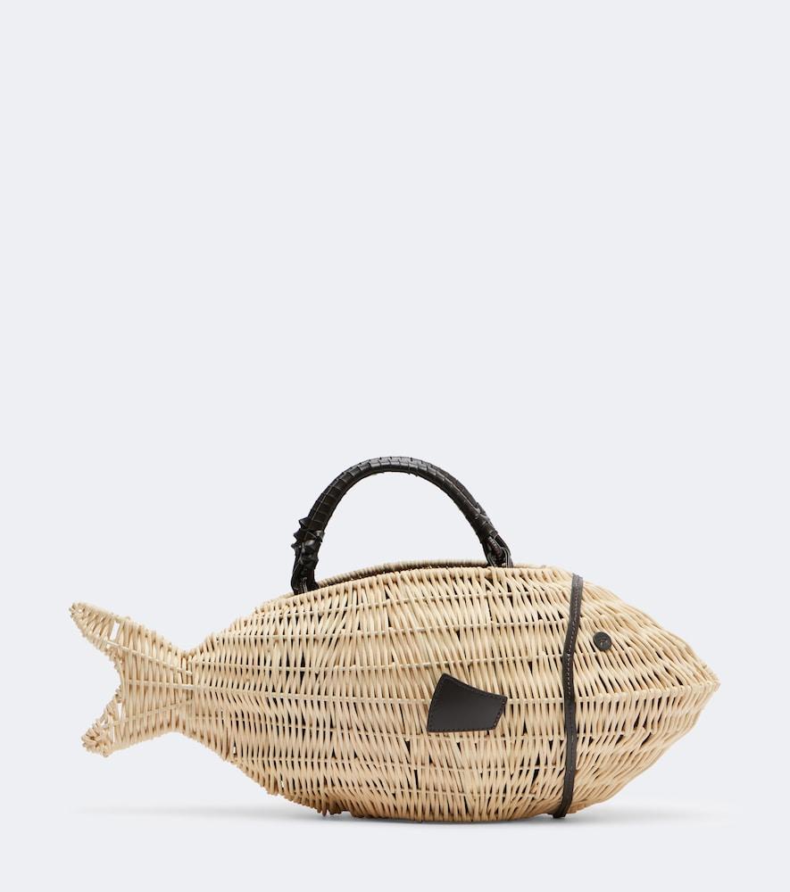 staud cleo small wicker top-handle bag