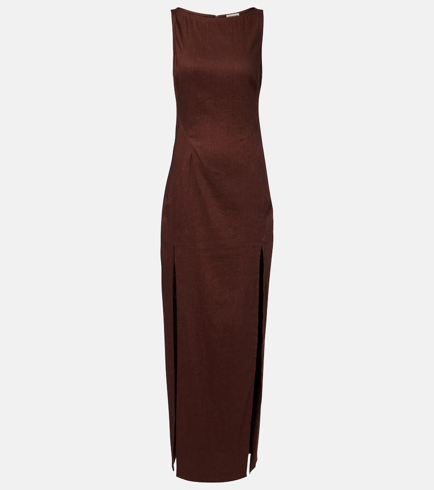 staud costa linen-blend maxi dress