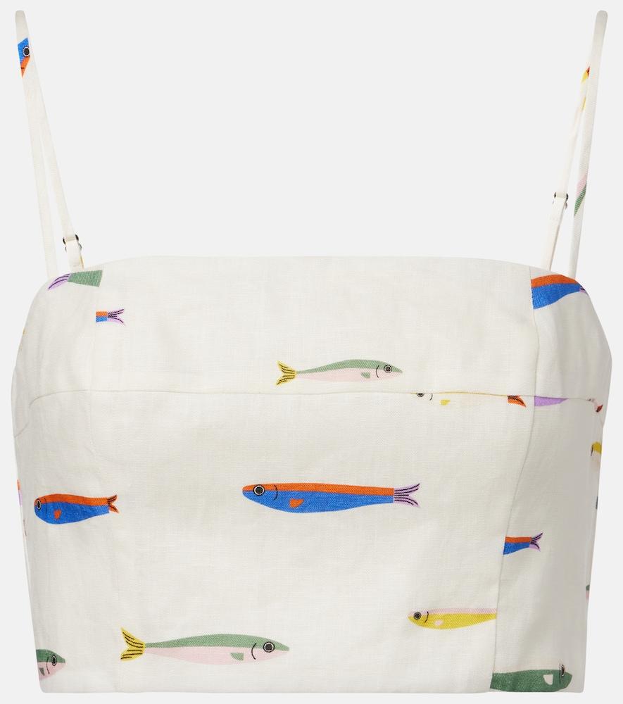 staud federico printed linen crop top