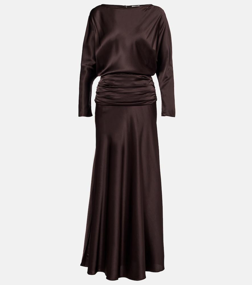 staud freda ruched silk-blend gown