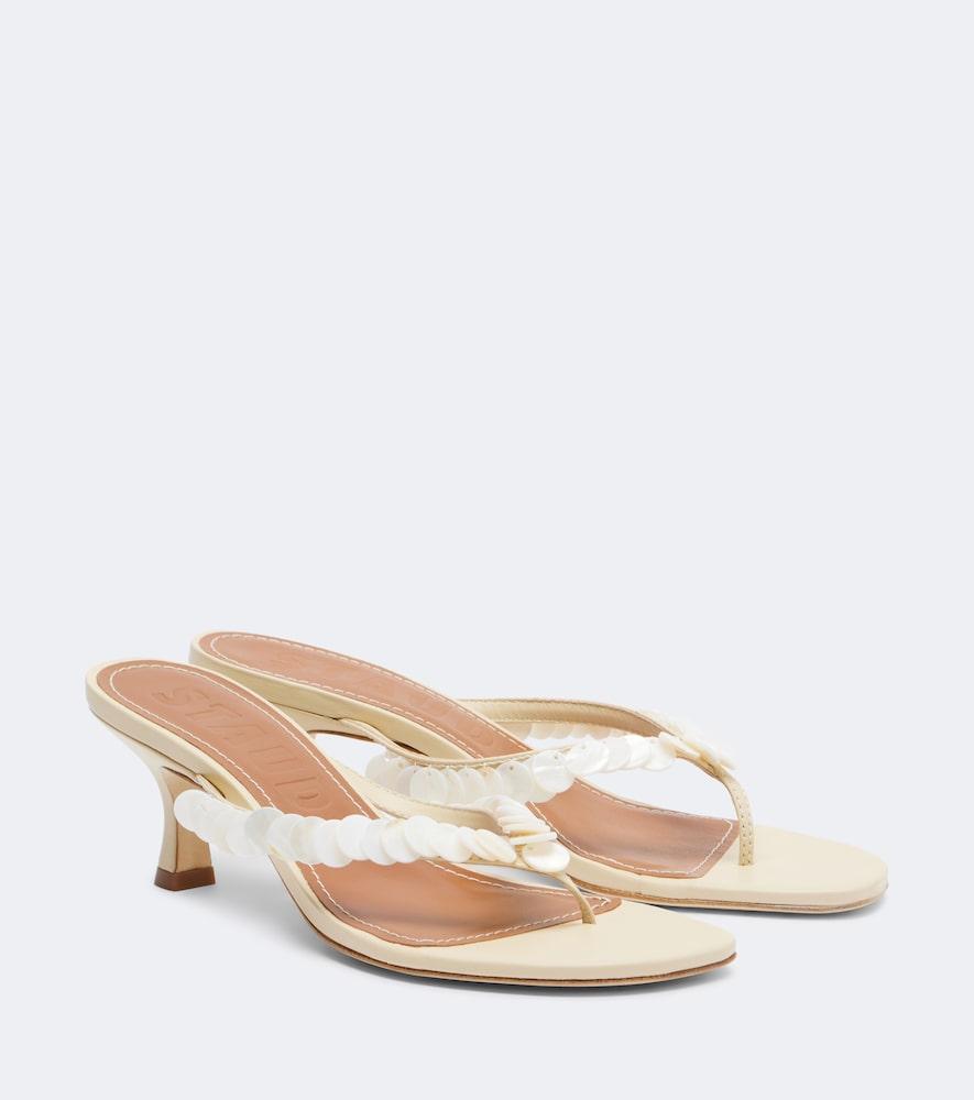 staud freja embellished leather thong sandals