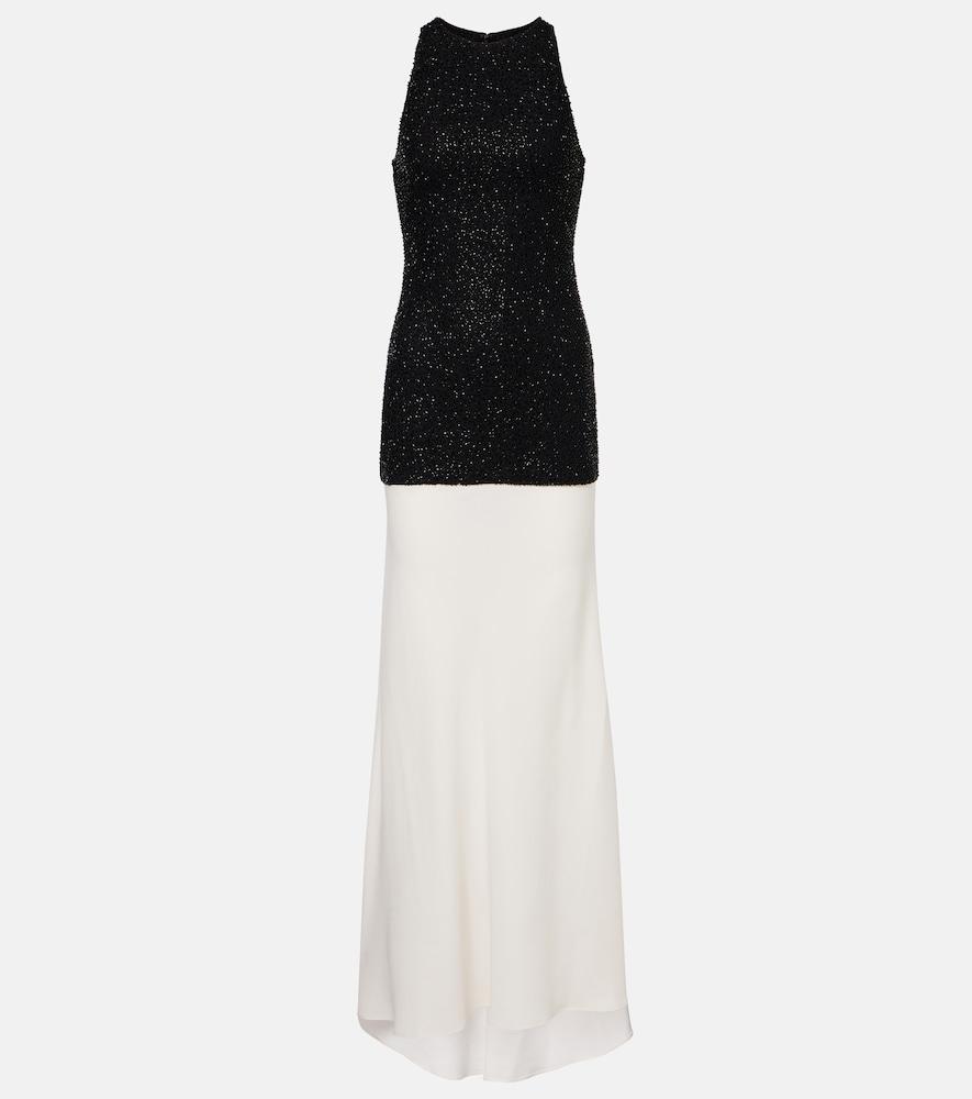 staud gabrielle beaded crêpe gown