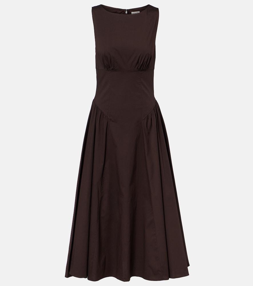 staud gwen cotton poplin midi dress