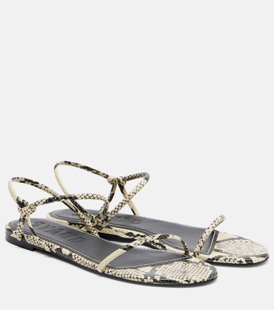 staud laurel snake-effect leather sandals