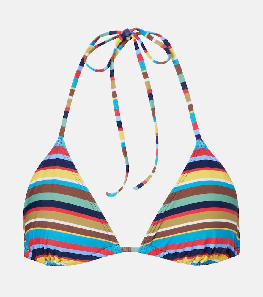 staud lido striped halterneck bikini top