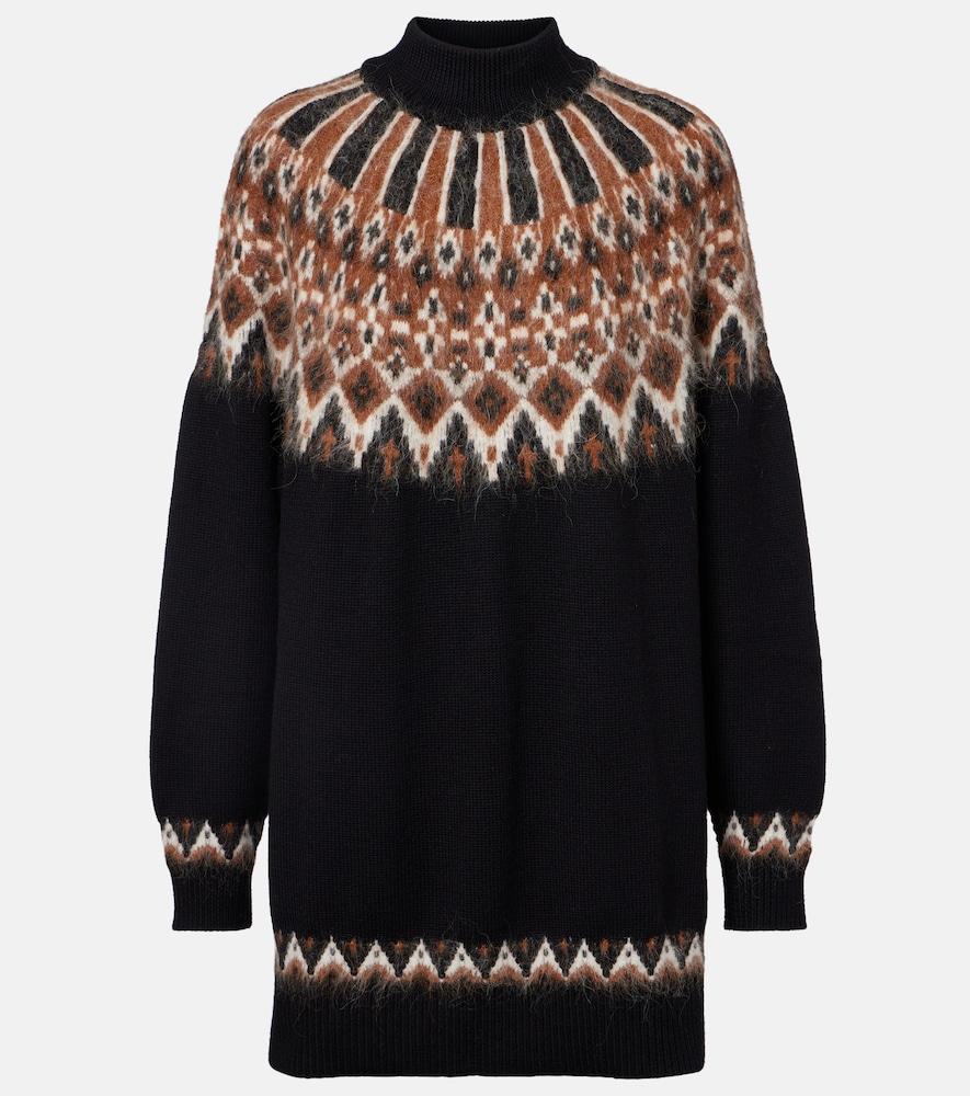 staud liza fair isle wool-blend sweater dress