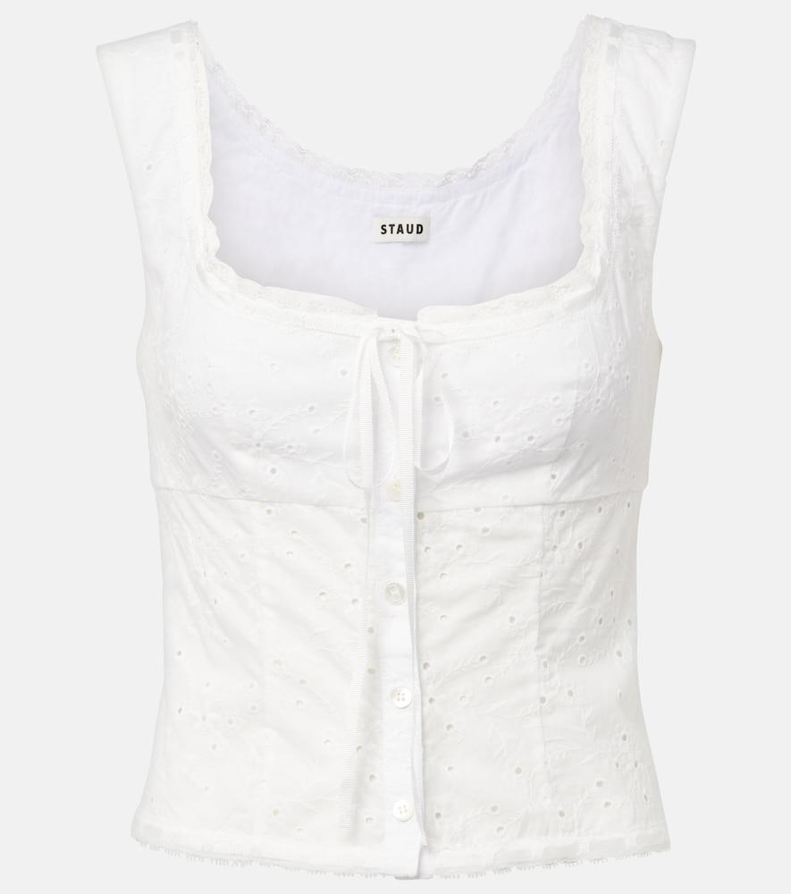 staud lou broderie anglaise cotton top