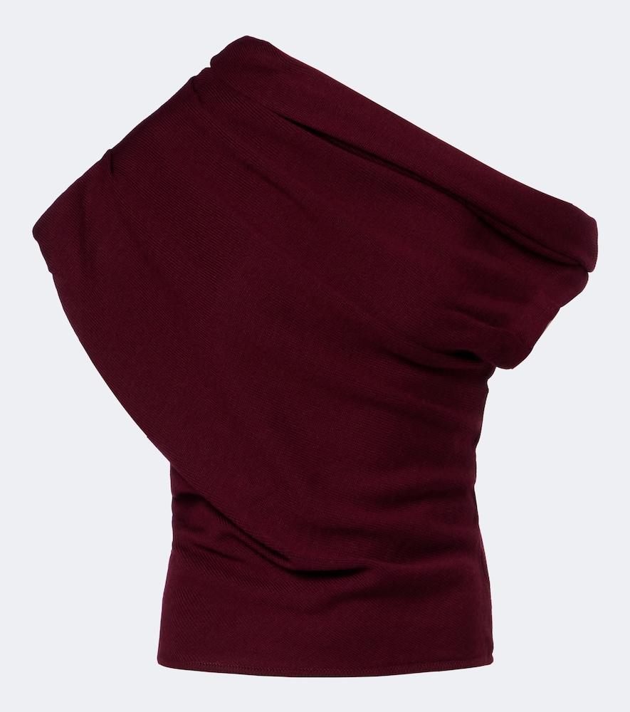 staud mabel asymmetric draped wool top