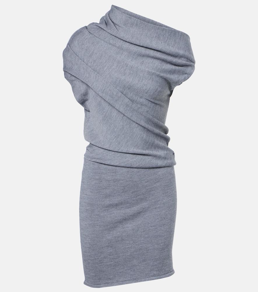 staud mabel one-shoulder wool minidress