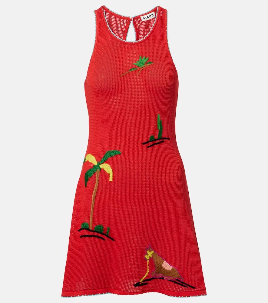 staud marea embroidered cotton minidress