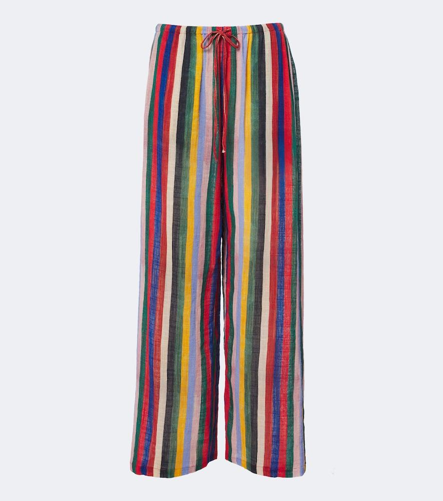 staud mateo striped cotton wide-leg pants