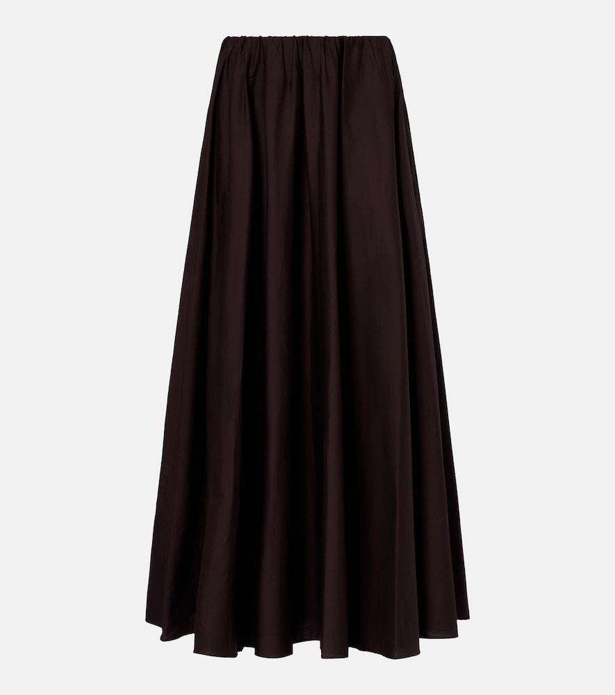 staud milano pleated cotton-blend maxi skirt