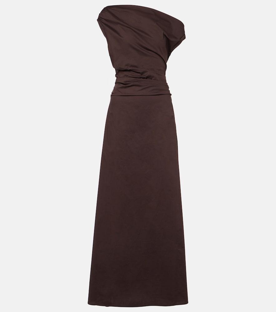 staud phare one-shoulder cotton maxi dress