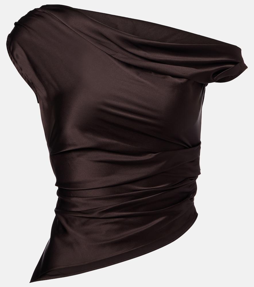 staud phare one-shoulder silk-blend satin top