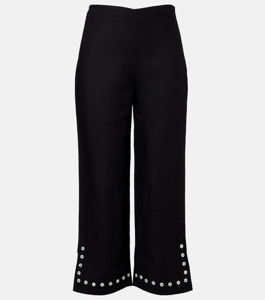 staud piha linen-blend flared pants