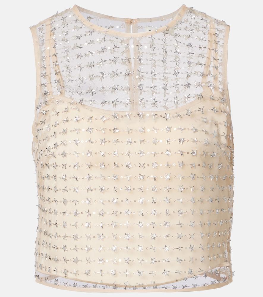 staud seraphina sequined tulle top