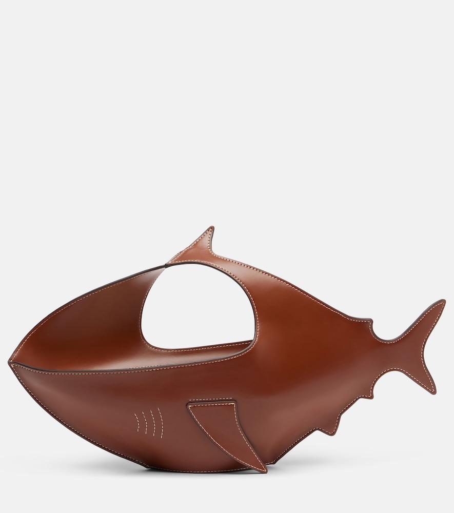 staud shark leather top-handle bag