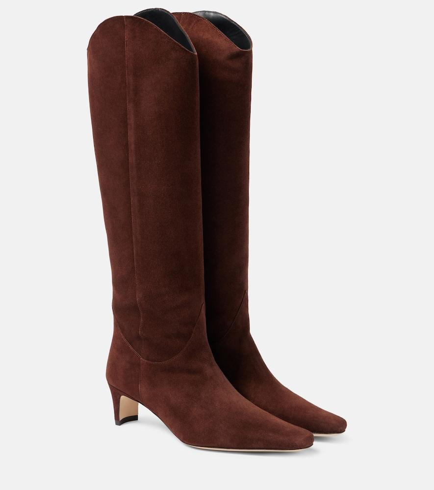 staud western wally suede knee-high boots