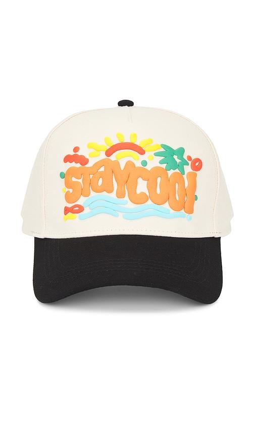 stay cool island trucker cap in cream.